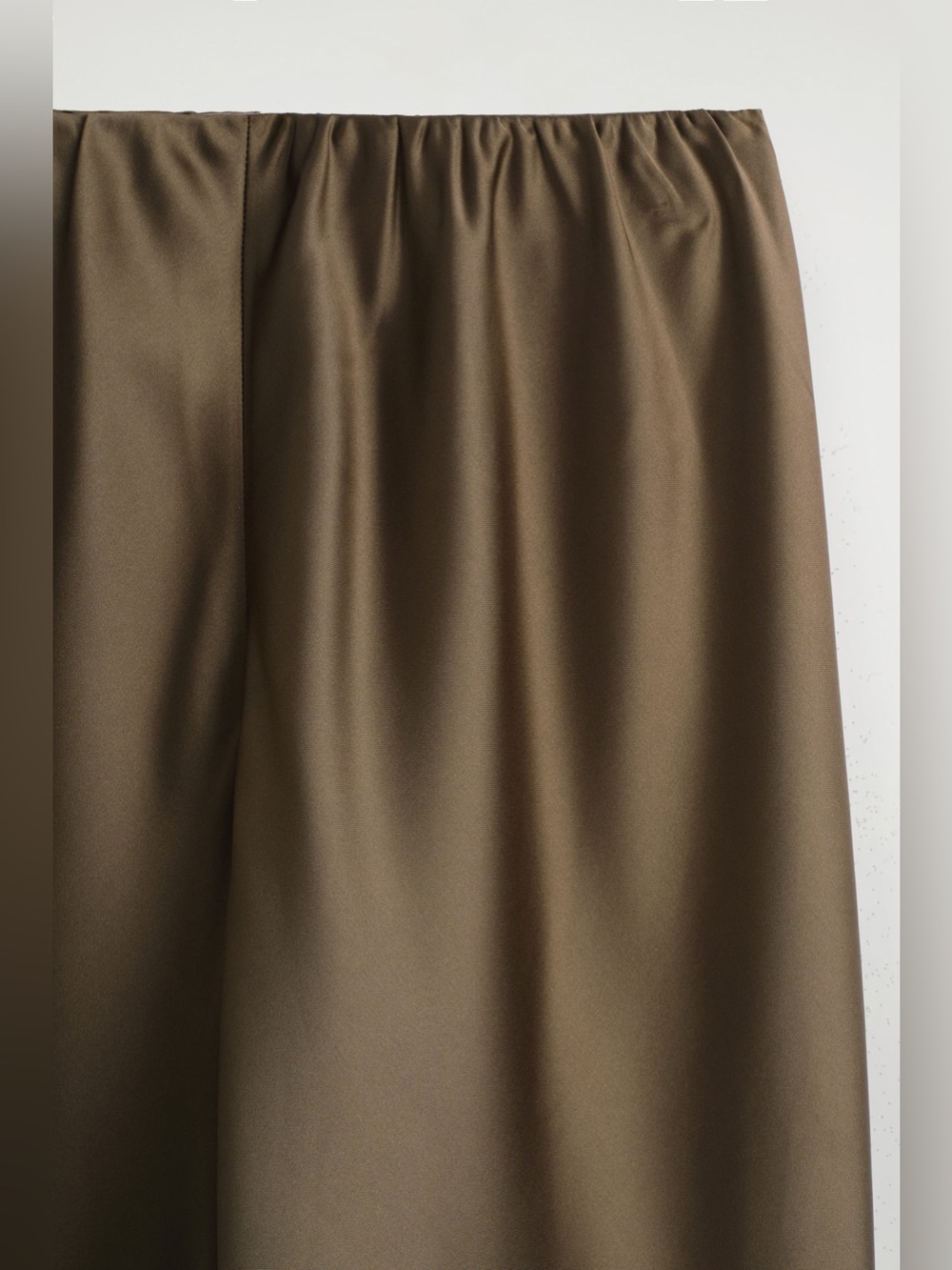 COS Satin Wide-Leg Pants, Elasticated Waistband, Olive-Brown Tone US M - Picture 3 of 12
